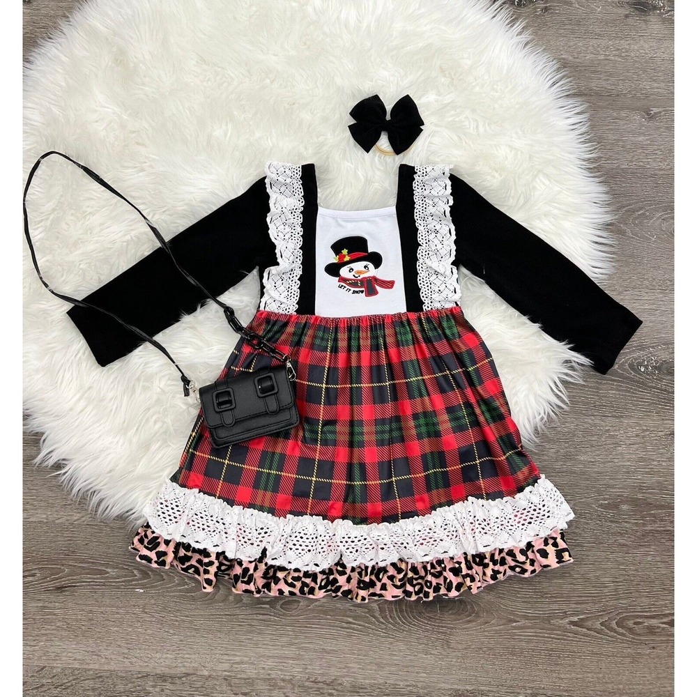 Frosty Frills Dress Let It Snow Christmas Boutique Dress 6/7